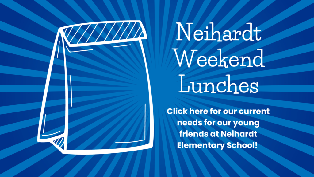 Click here to see the list of items we pack for weekend lunches for students at Neihardt Elementary School.